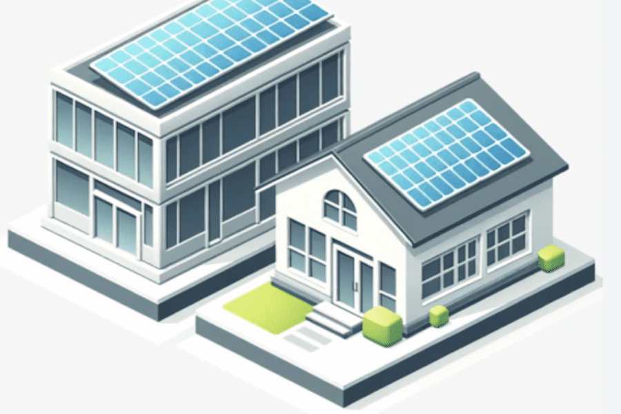 Illustration of solar panels on top of homes